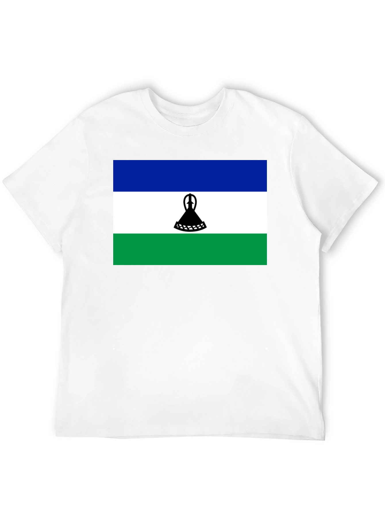 Lesotho Flag Graphic Tee - Black Cotton T-Shirt - 12