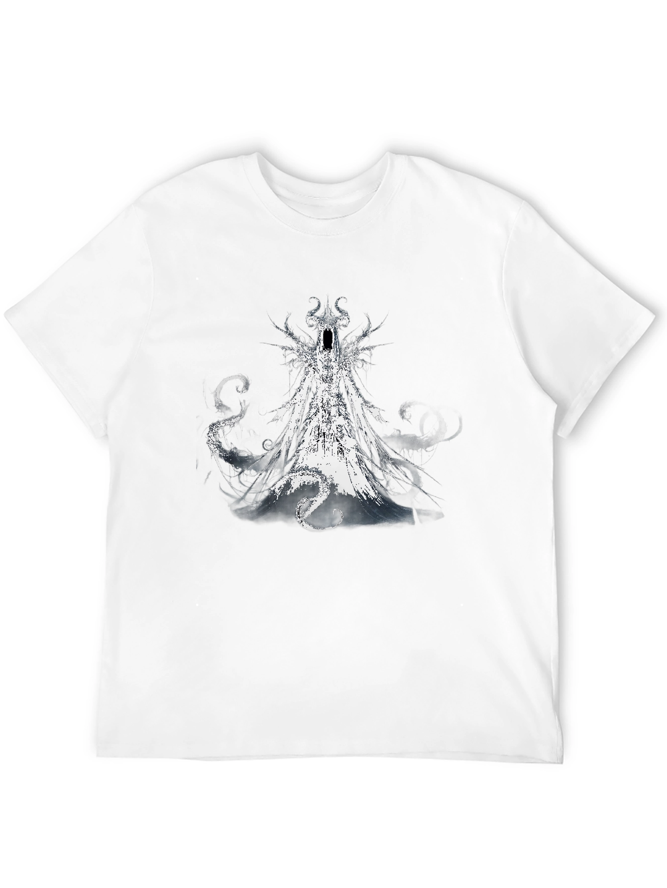 Black Men's Black T-Shirt with Gothic Creature Graphic view 12