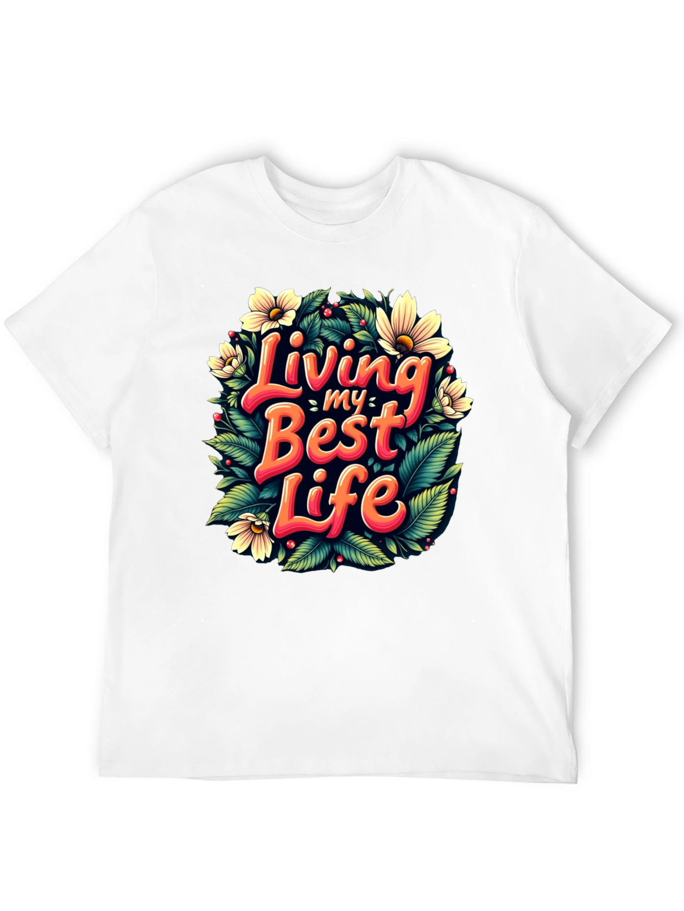 Black Living My Best Life T-Shirt - Floral Design view 12