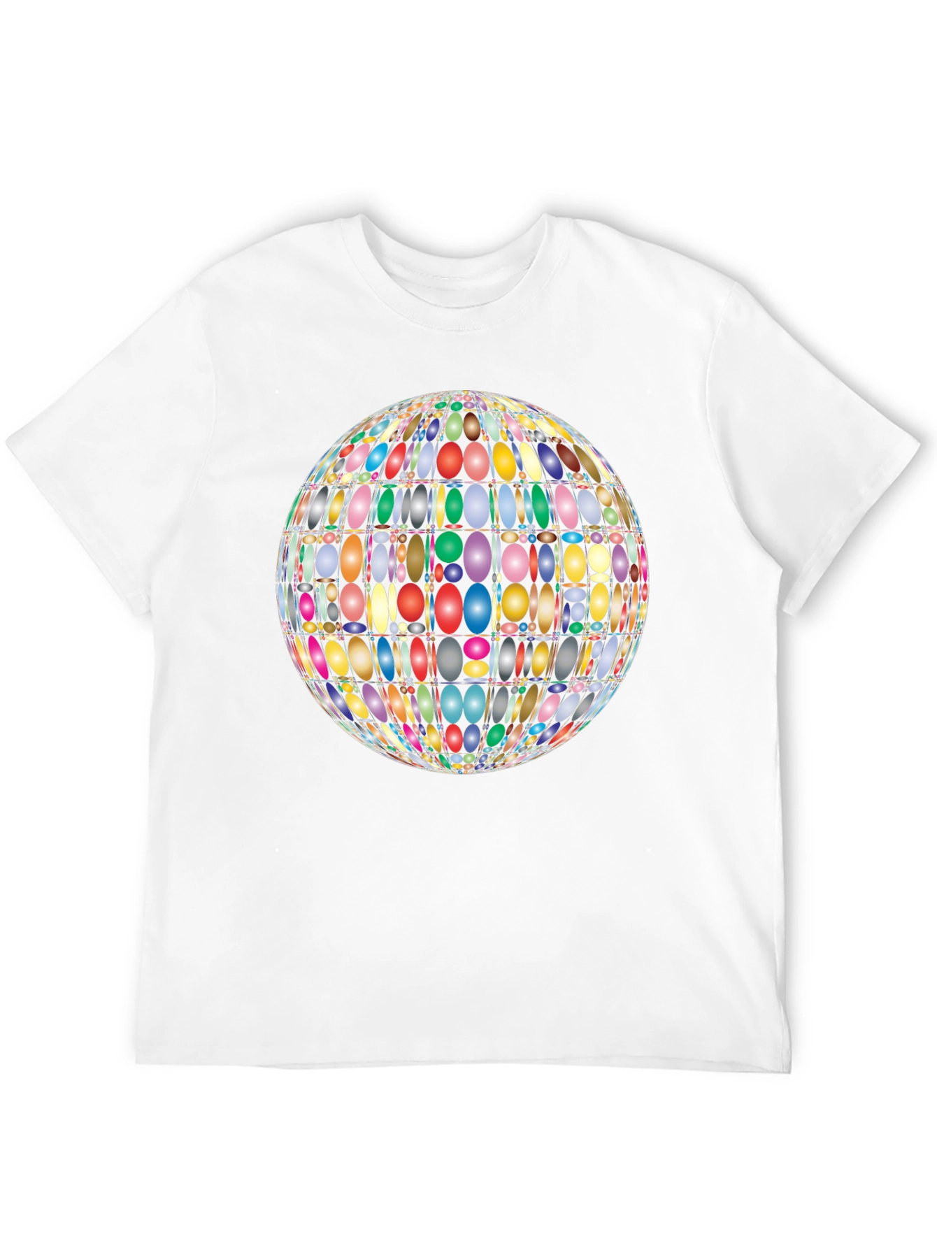 Black Colorful Oval Pattern Globe Men's Black T-Shirt view 12