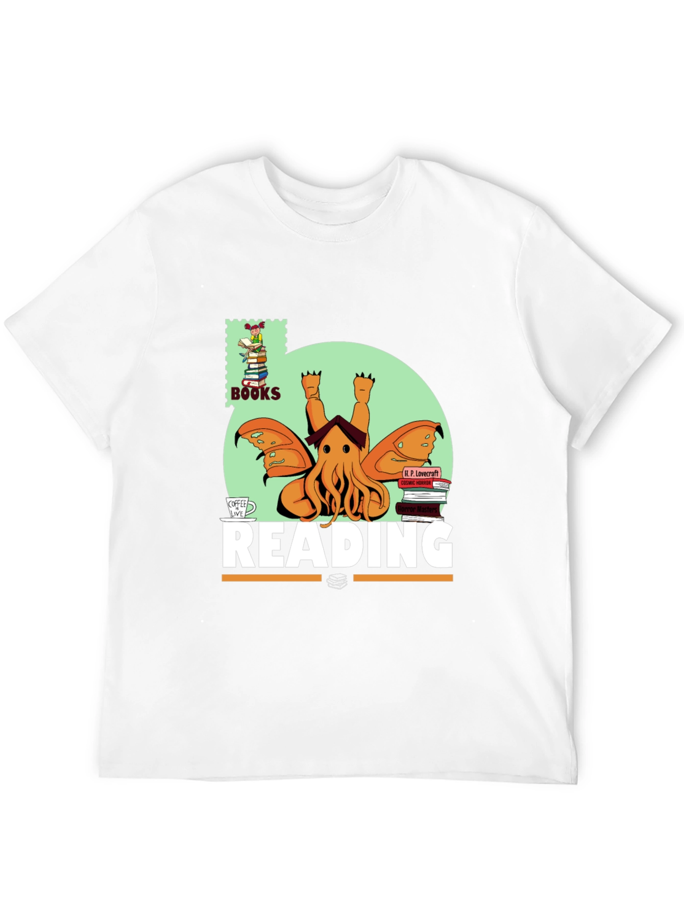 Black Lovecraft Reading T-Shirt - Cthulhu Book Lover view 12