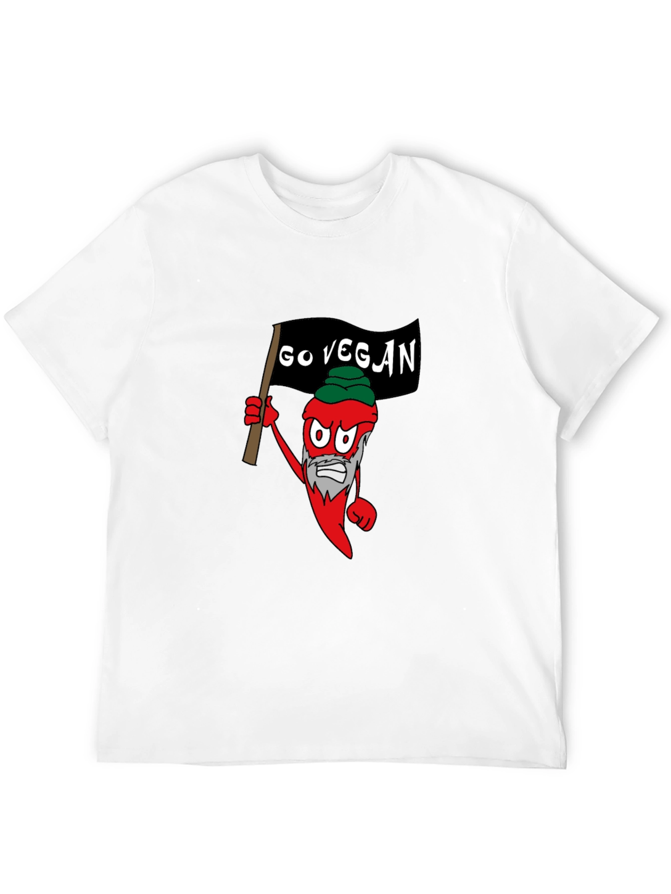 Black Go Vegan T-Shirt - Chili Pepper Cartoon Design view 12