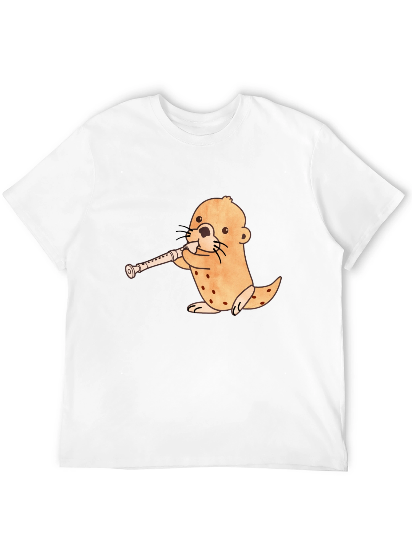 Black Funny Otter Playing Flute Black T-Shirt view 12