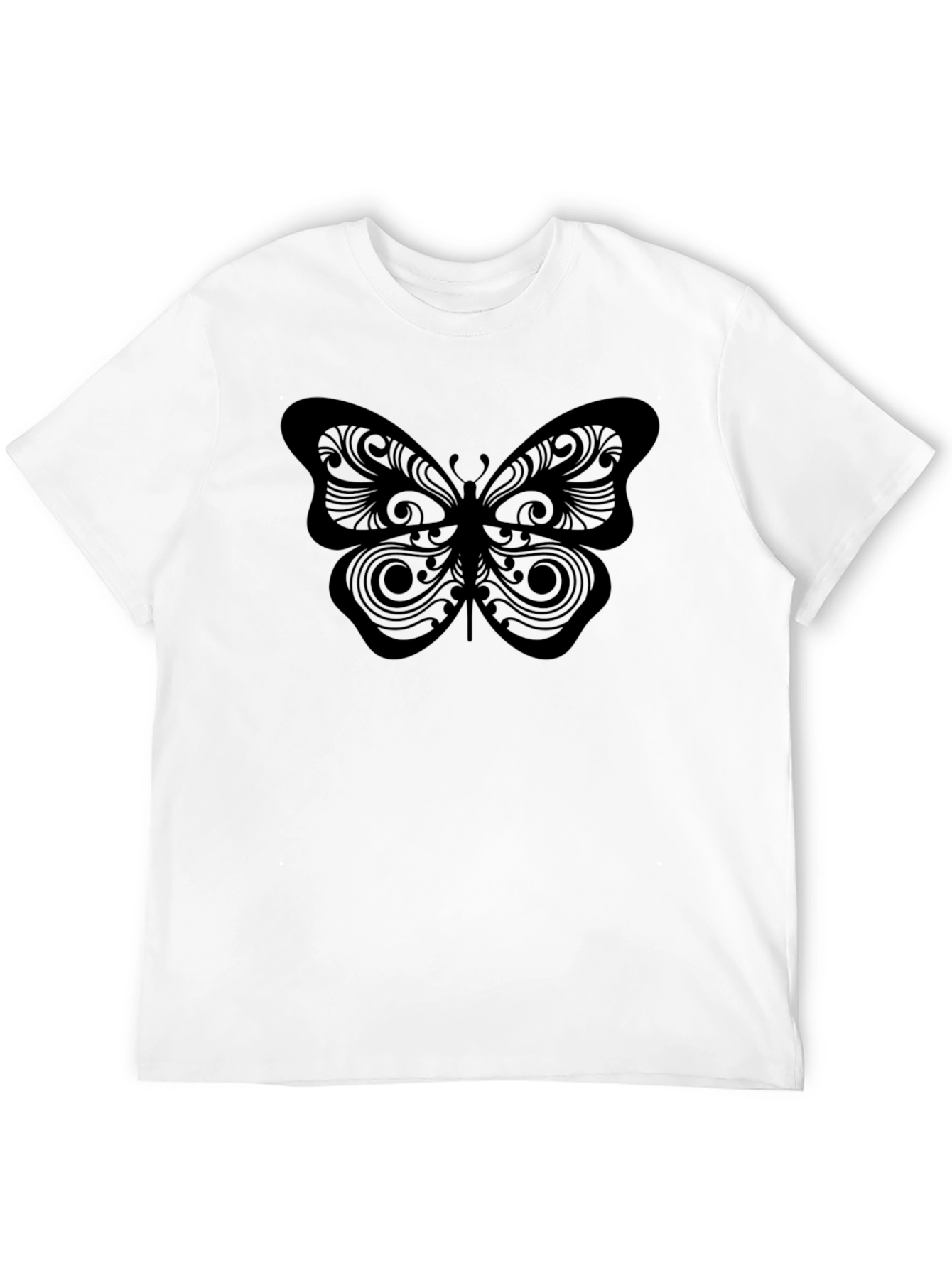 Black Butterfly Print Black T-Shirt view 12