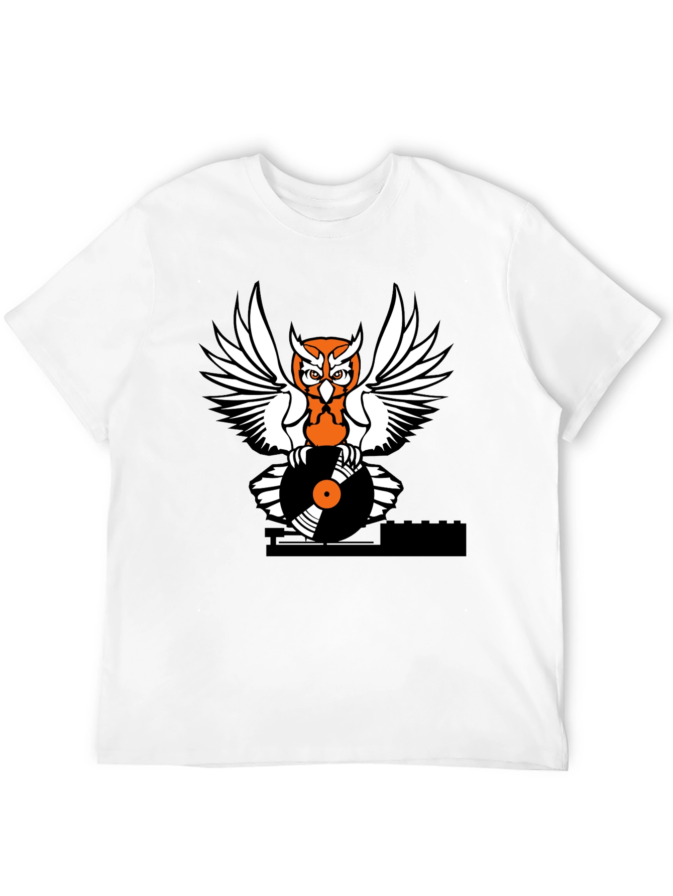 Black Owl DJ Graphic T-Shirt - Black Cotton Tee view 12