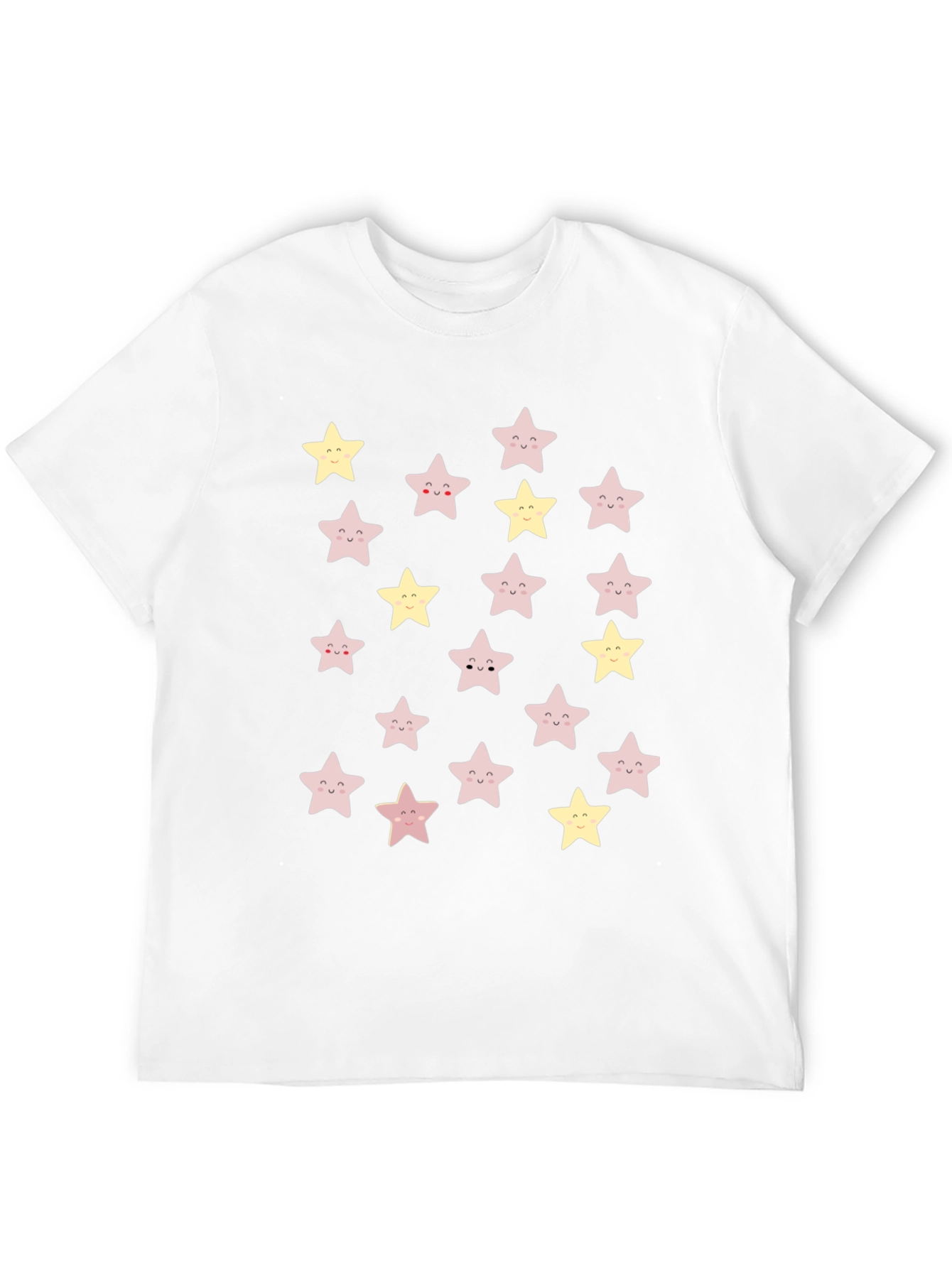 Black Cute Star Pattern Black T-Shirt view 12