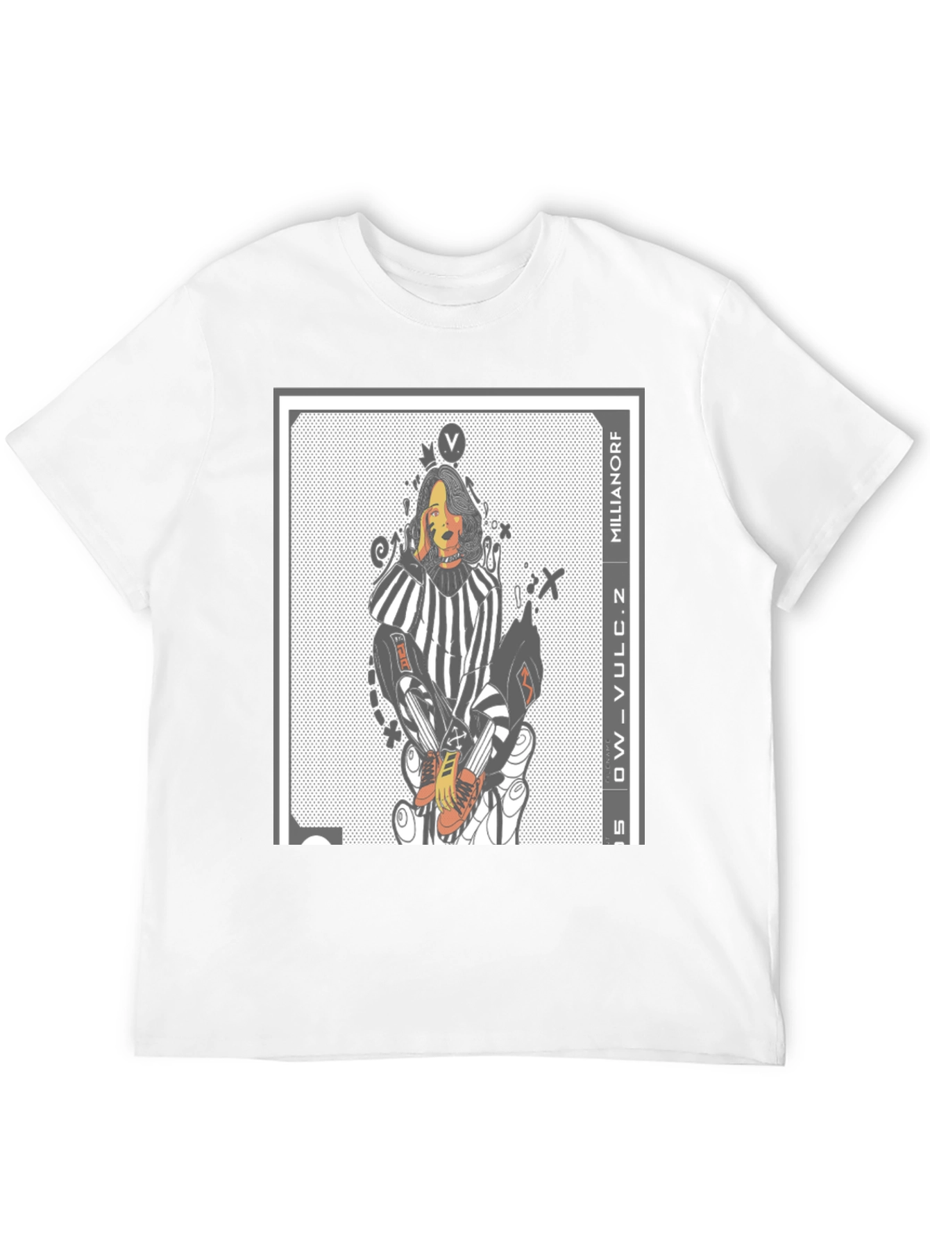 Black Edgy Graphic Print Tee - Millianorf Vulc Design view 12