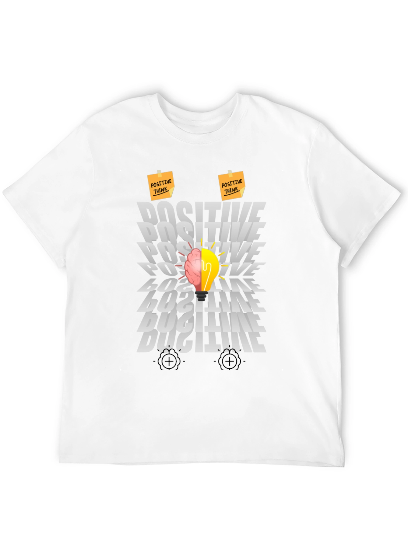 Black Positive Thinking Graphic Tee - Brain Lightbulb Design view 12