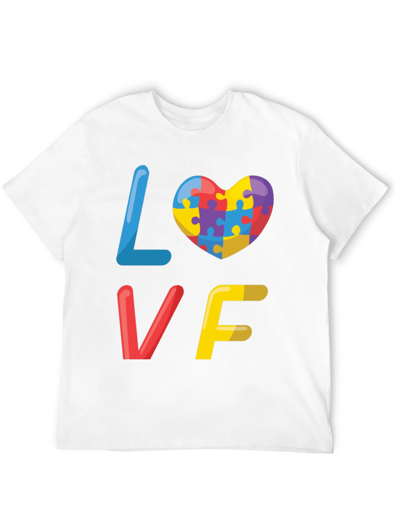 Black Autism Awareness Love Puzzle Heart Graphic Tee view 12