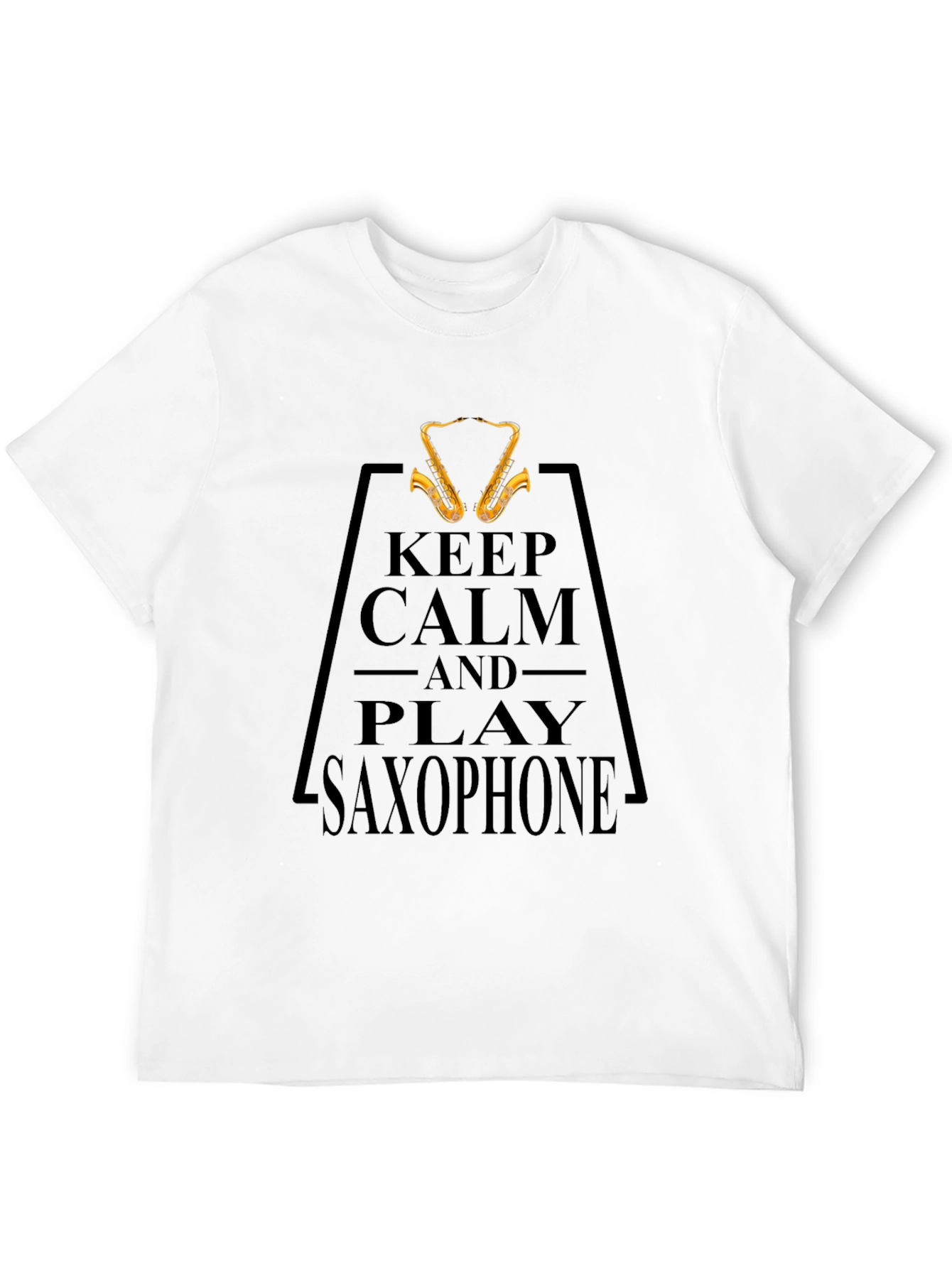 Black Keep Calm and Play Saxophone Black T-Shirt view 12