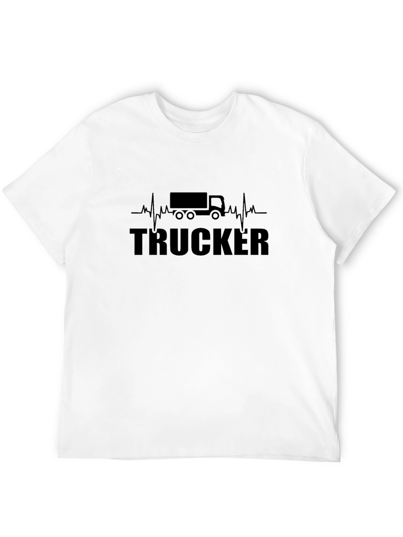 Black Trucker Heartbeat Black T-Shirt view 12