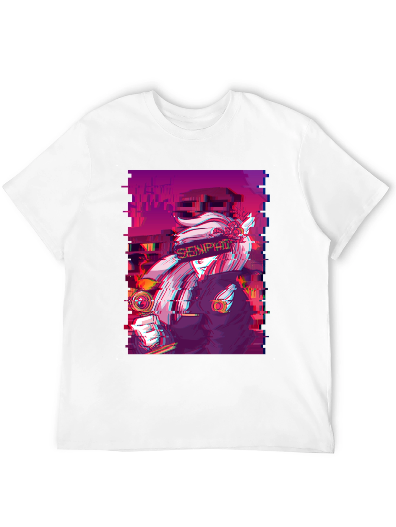 Black Anime Glitch Aesthetic Graphic Tee - Black view 12