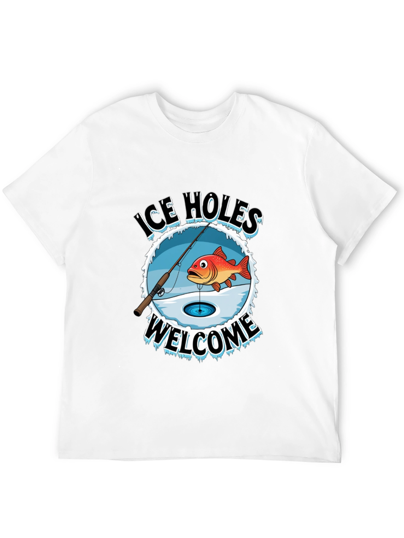 Black Ice Holes Welcome Fishing T-Shirt view 12