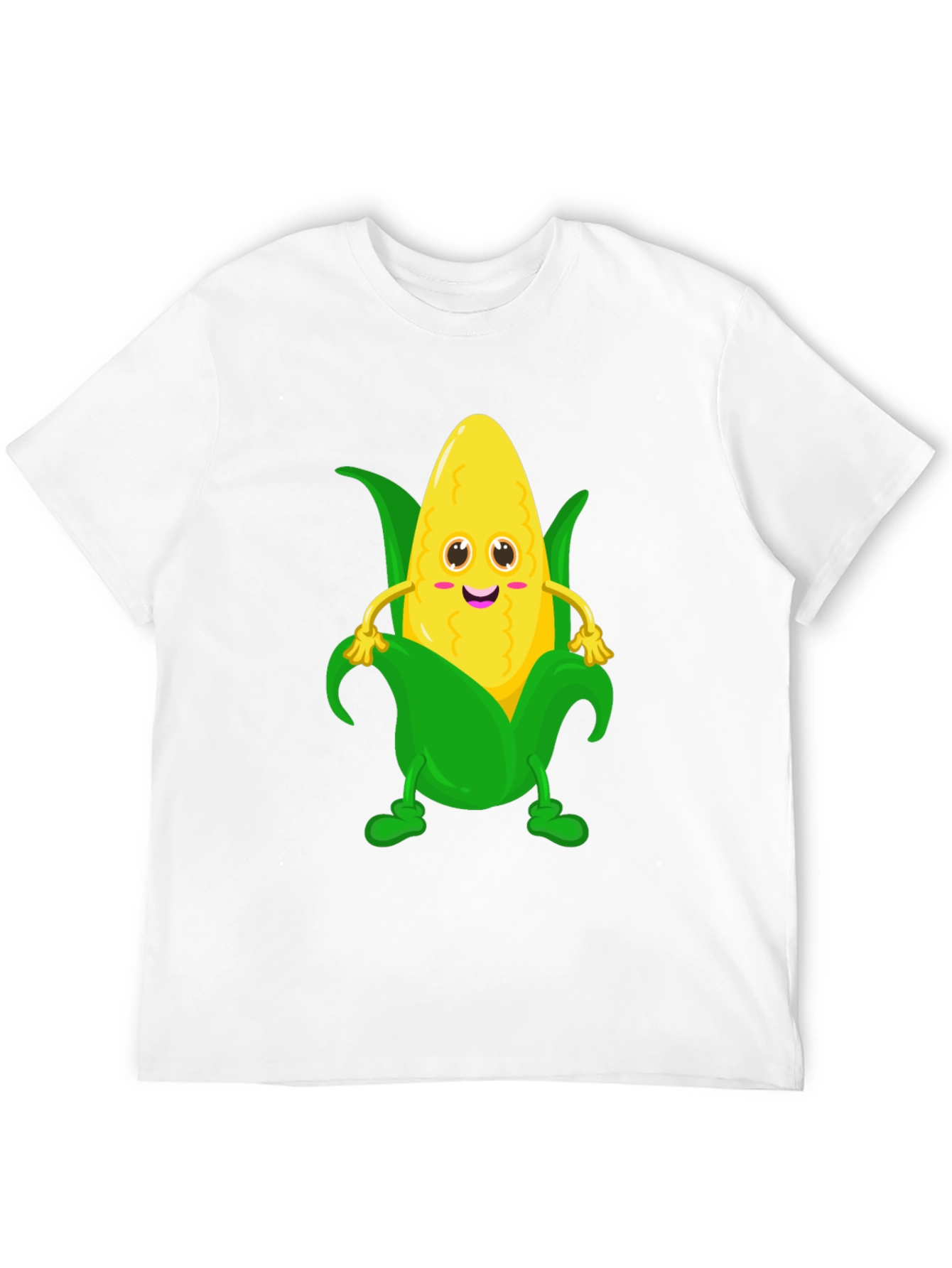 Black Funny Corn Cartoon Graphic Tee - Black Cotton T-Shirt view 12