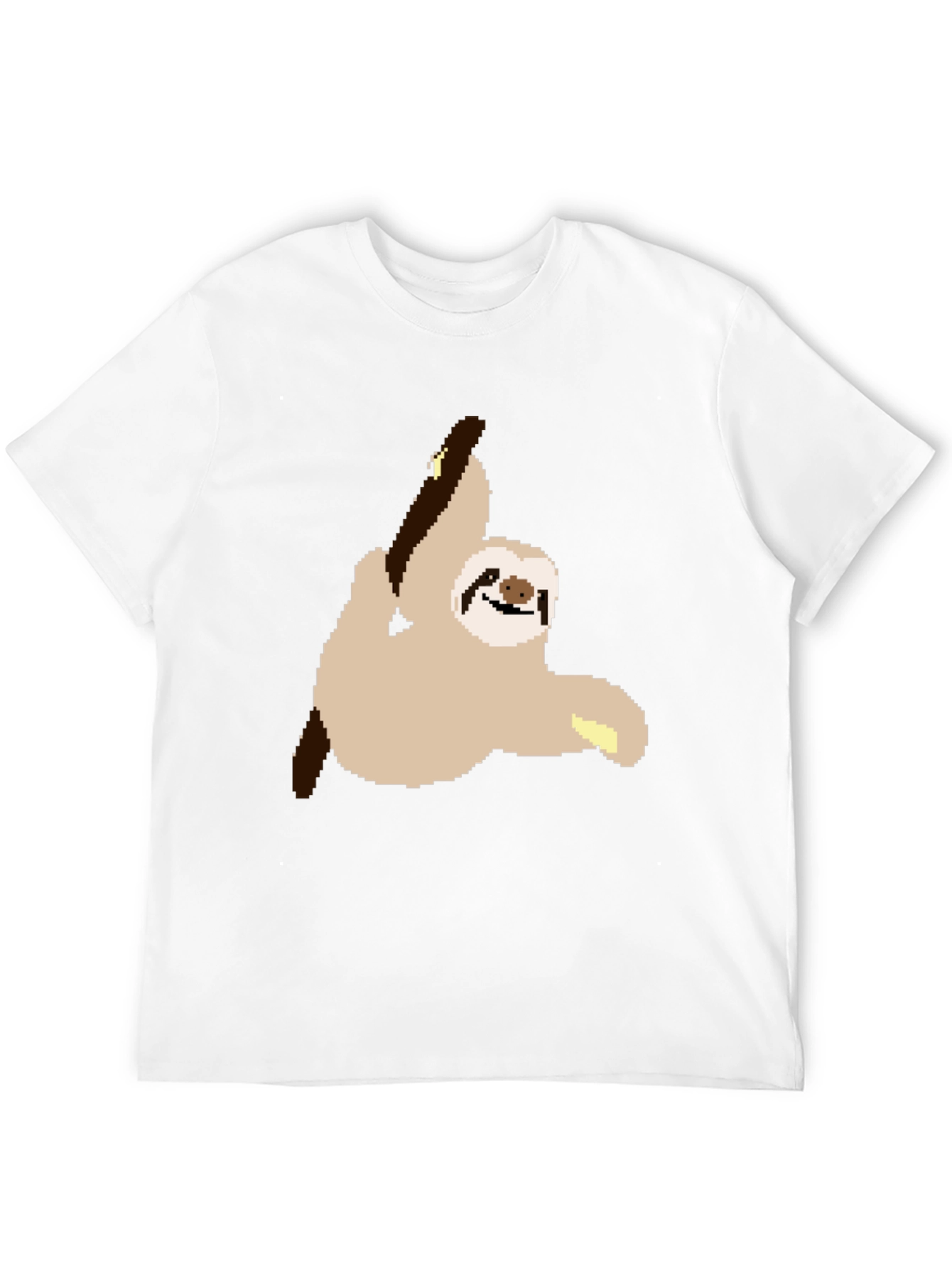 Black Pixel Sloth on Black T-Shirt view 12