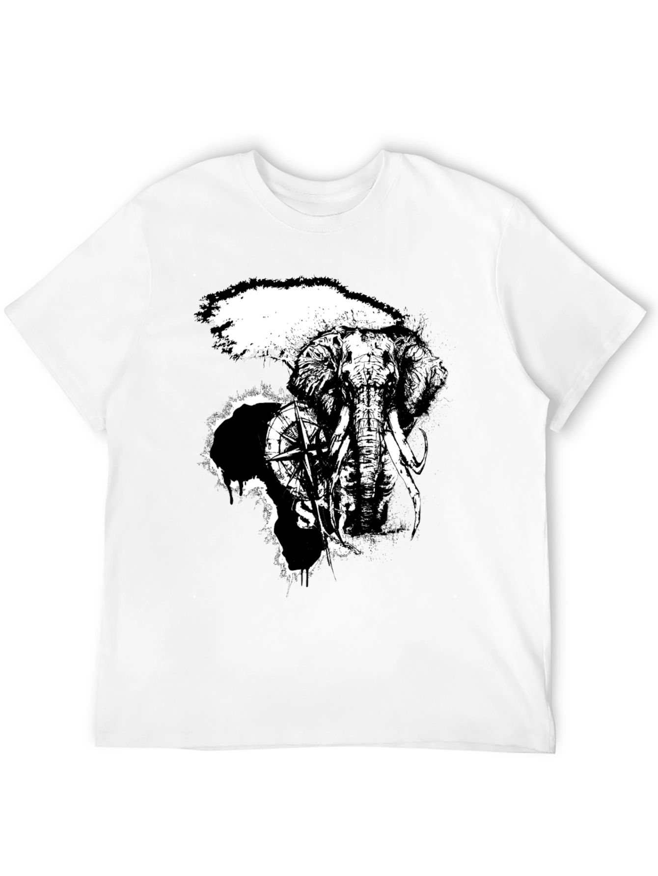 Black Elephant Compass Graphic Black T-Shirt view 12