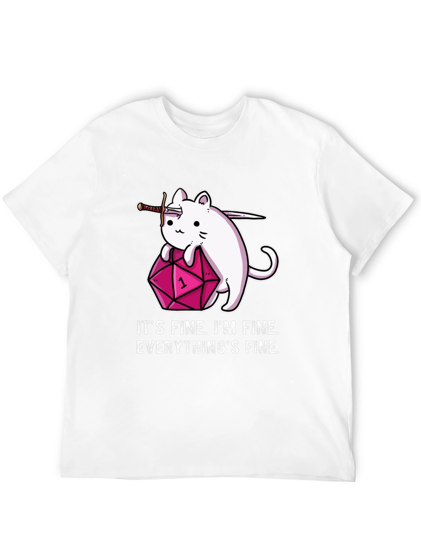 Black It's Fine Cat D&D T-Shirt view 12