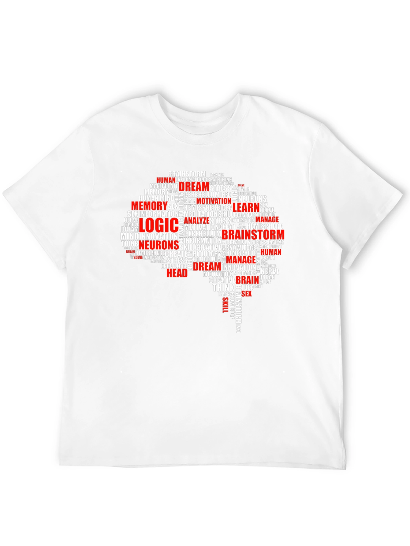 Black Brain Word Art Black T-Shirt - Logic, Memory, Brainstorm view 12