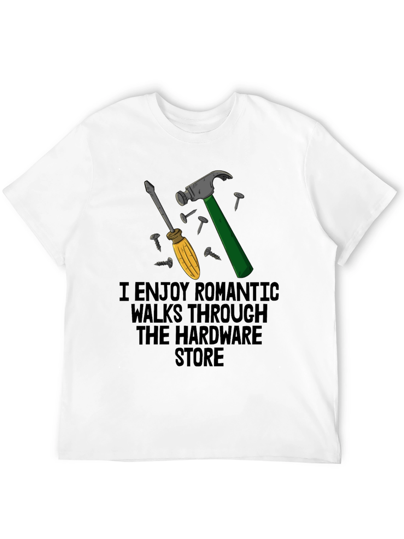 Black Hardware Store Romantic Walk T-Shirt - Men's Funny Tee view 12
