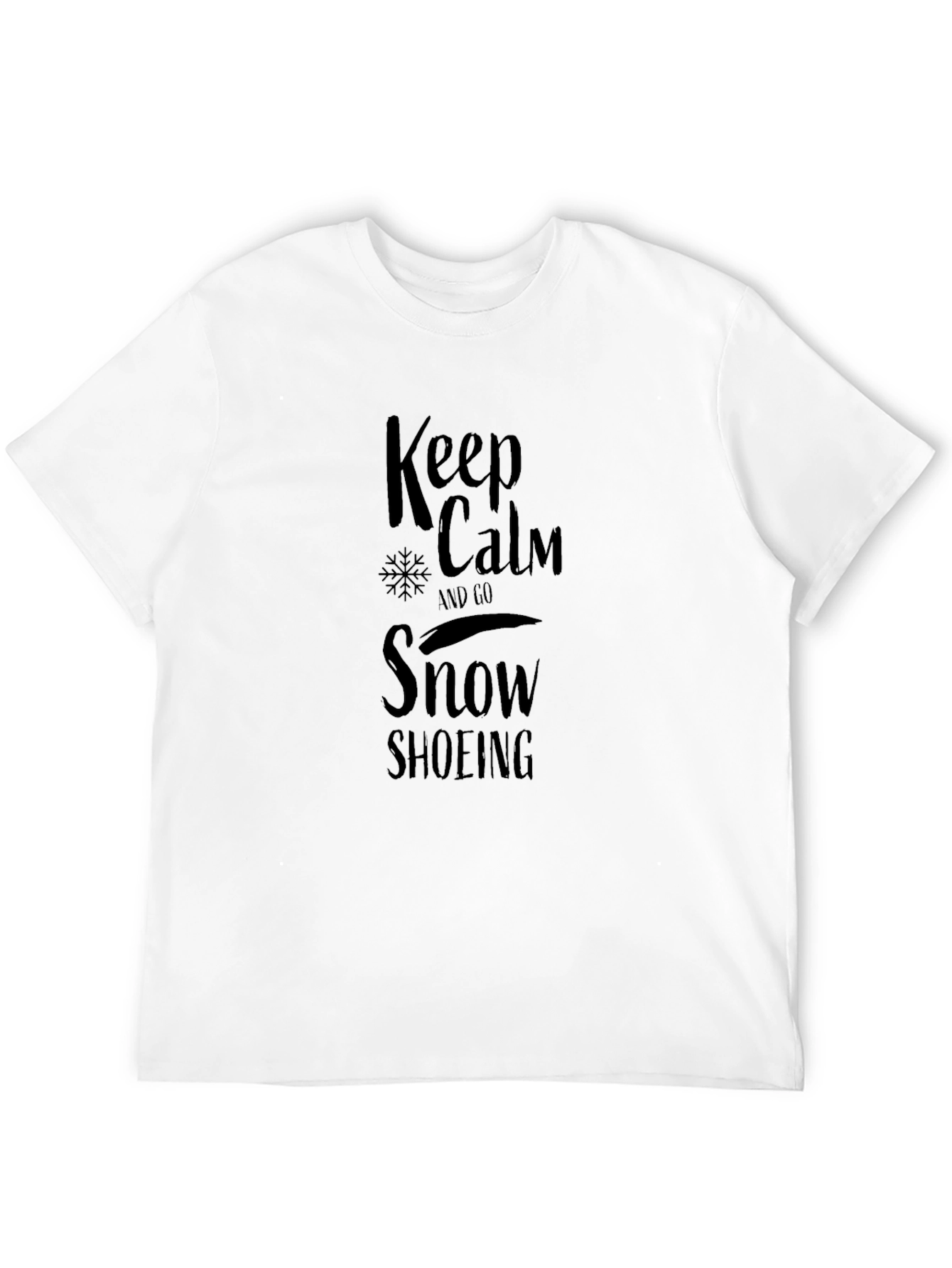 Black Keep Calm Snowshoeing Black Graphic Tee view 12