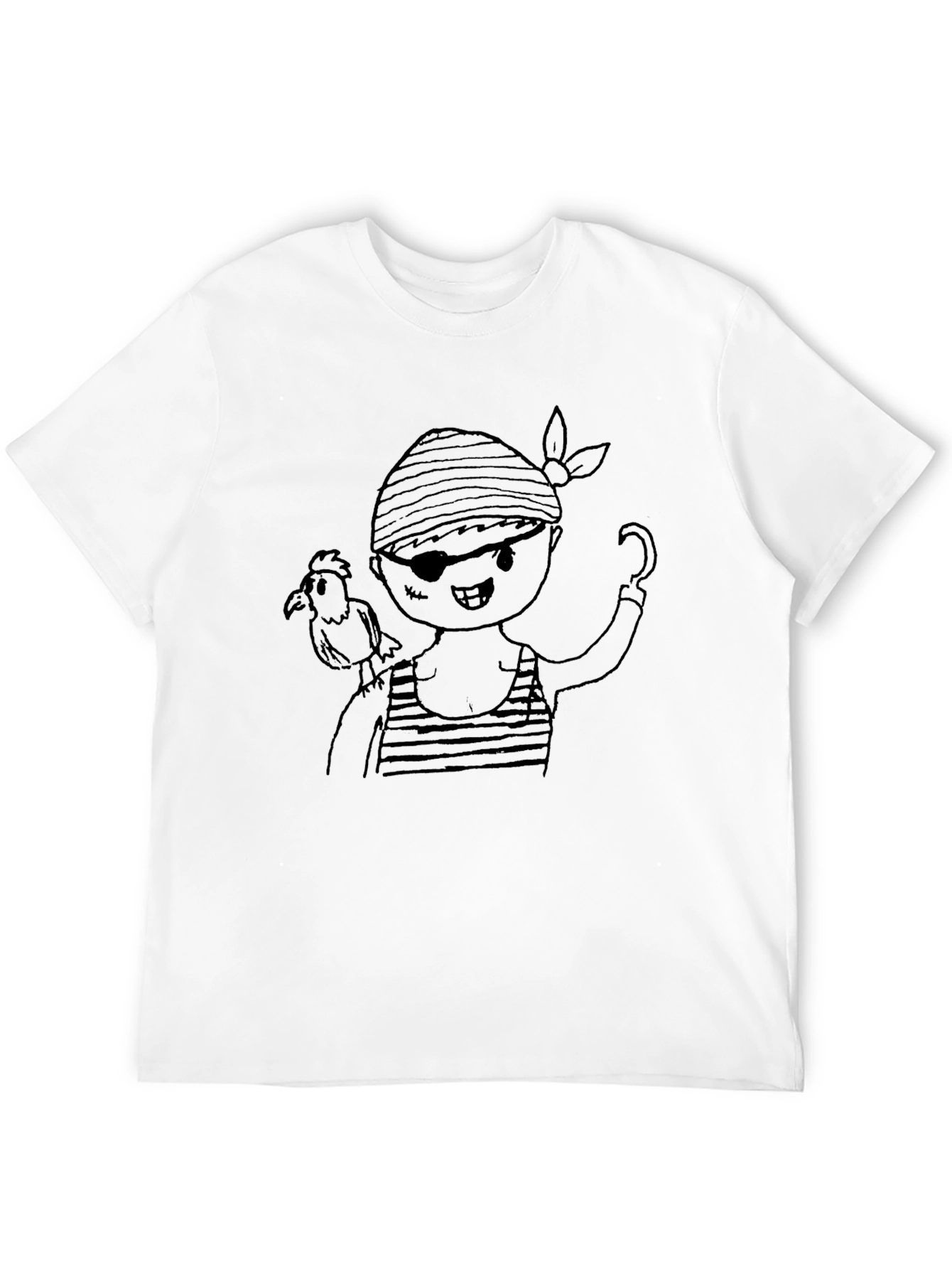 Black Pirate Cartoon Graphic Black T-Shirt view 12