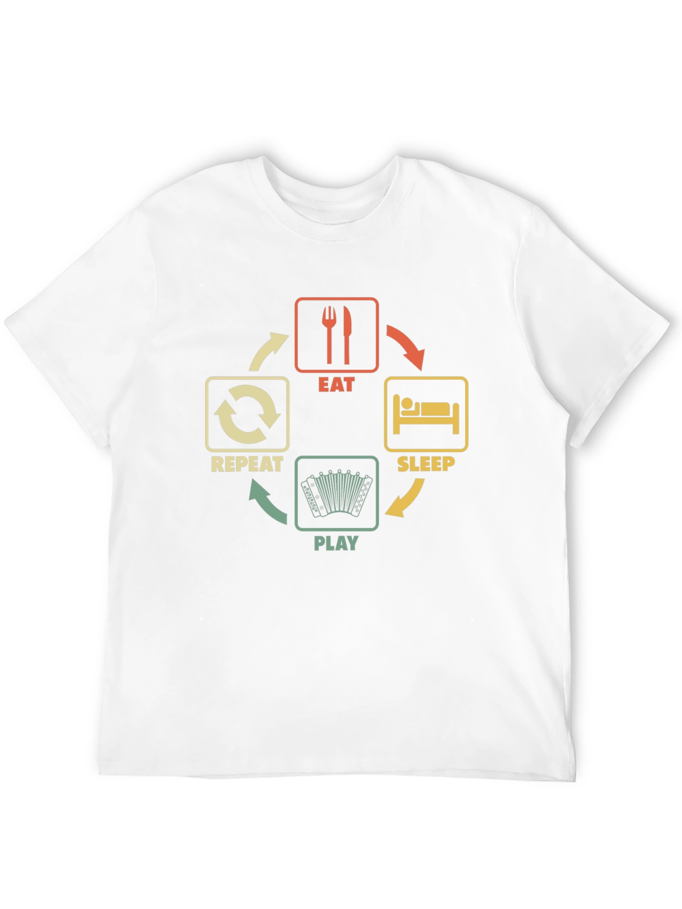 Black Eat Sleep Play Accordion Black T-Shirt view 12