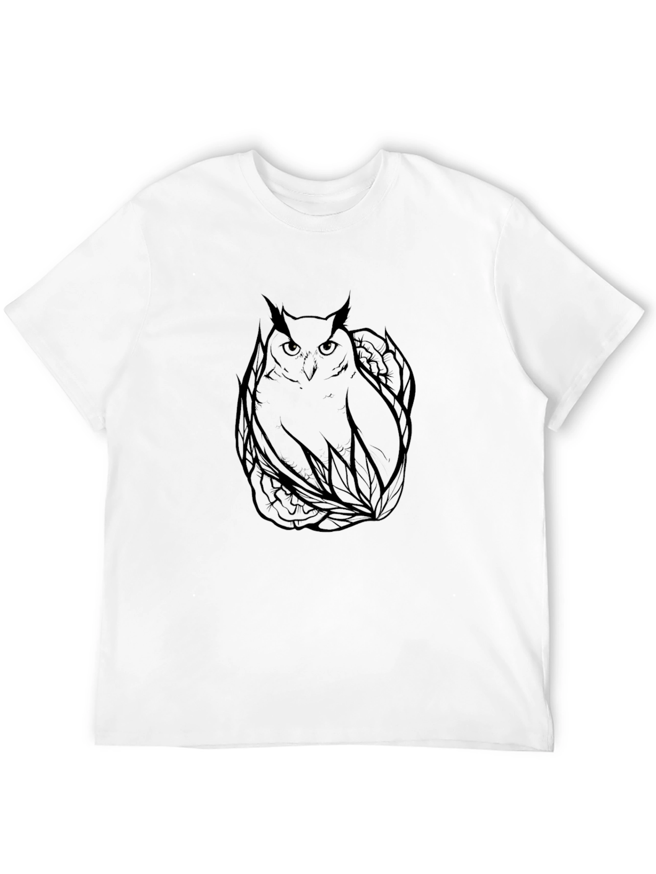 Black Men's Black Owl Graphic Print T-Shirt view 12