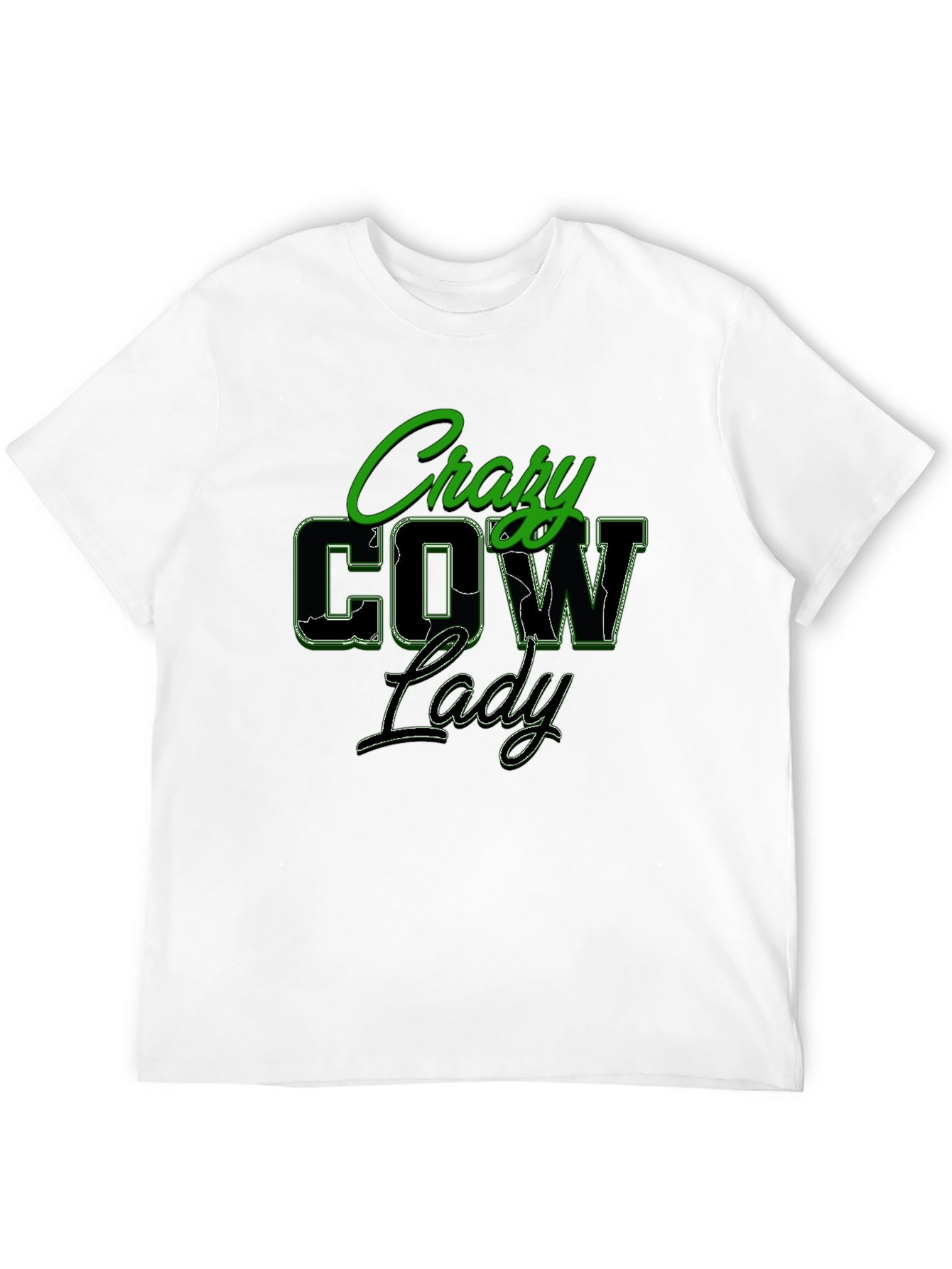 Black Crazy Cow Lady Black Graphic T-Shirt view 12