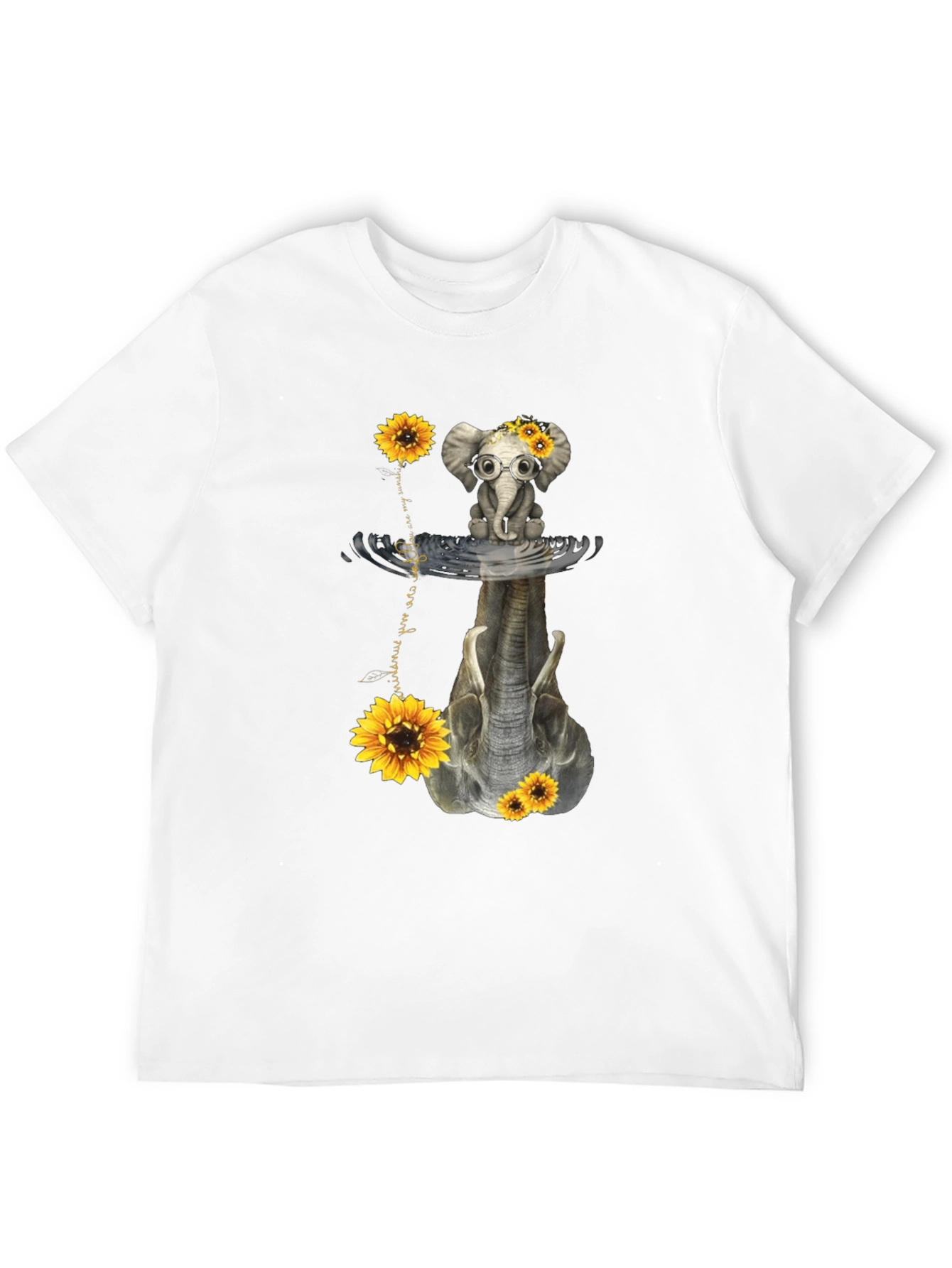 Black Elephant Sunflower Reflection Graphic Tee view 12