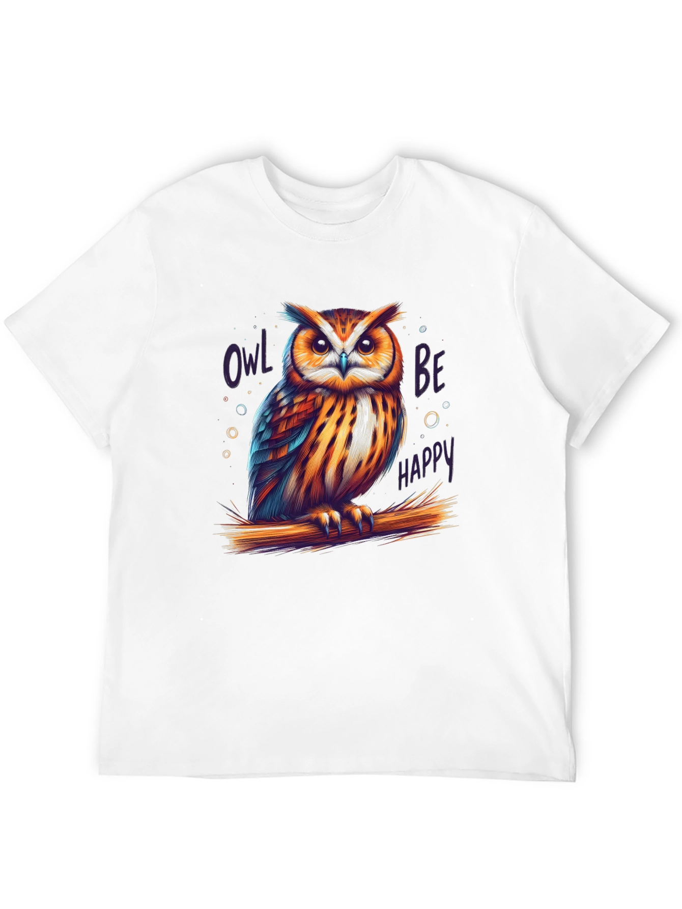 Black Owl Be Happy Graphic Tee view 12
