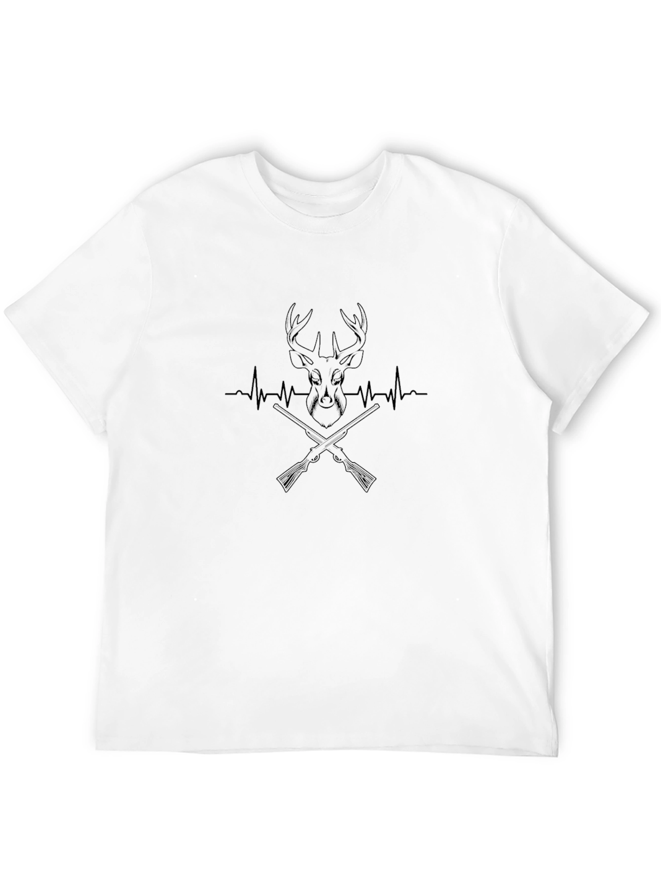 Black Deer Hunting Heartbeat T-Shirt view 12