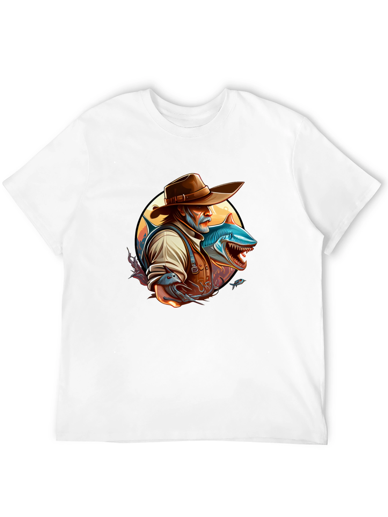 Black Shark Fisherman Graphic Tee - Black Cotton Blend view 12