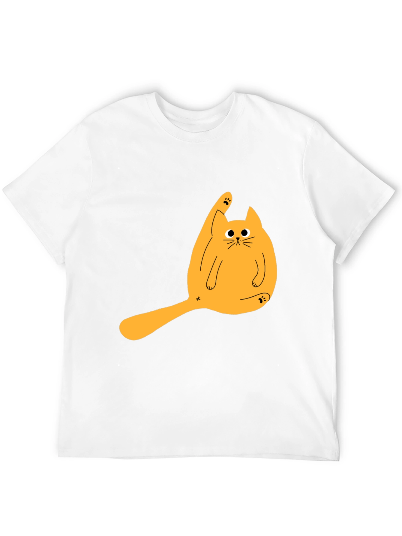 Black Funny Cat Licking Paw Graphic Tee - Black T-Shirt view 12