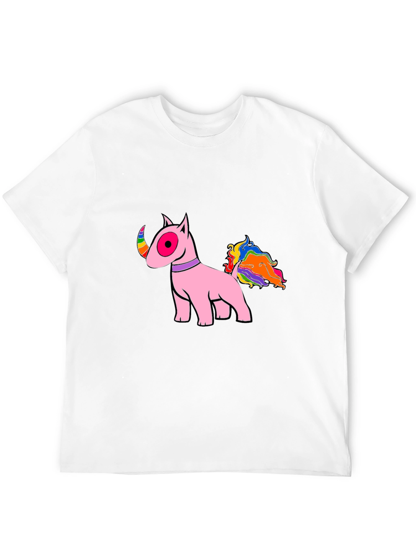 Black Pink Bull Terrier Rainbow Tail T-Shirt view 12