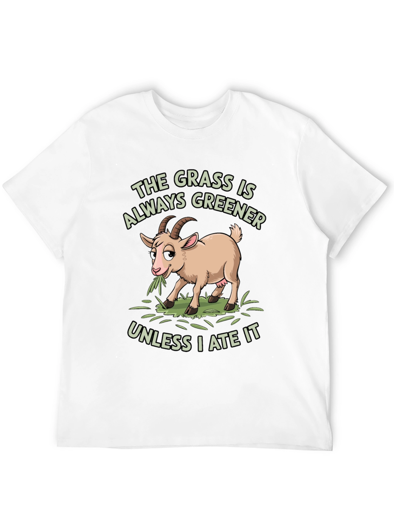 Black Funny Goat T-Shirt: The Grass Is Always Greener view 12