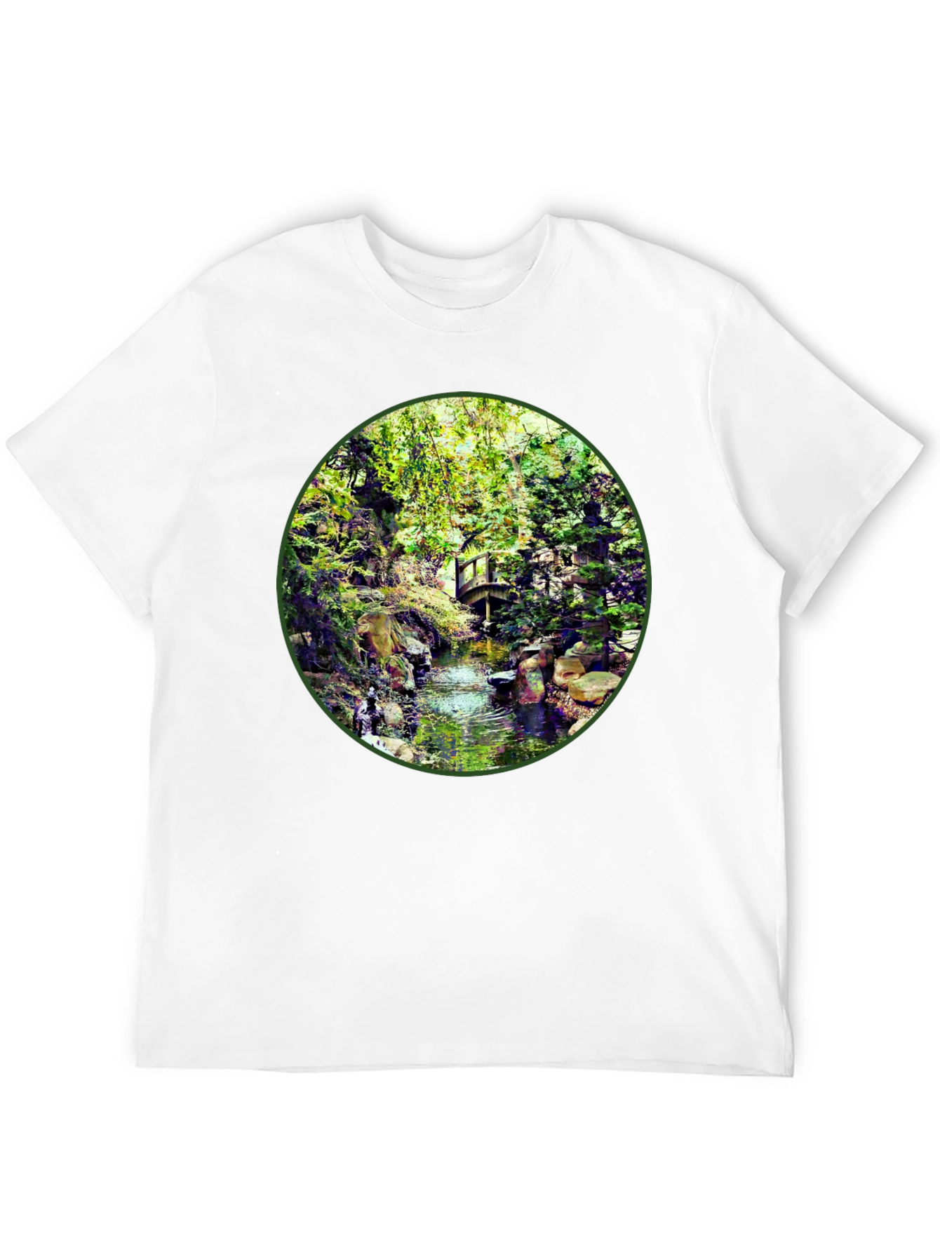 Black Nature Stream T-Shirt - Unique Design view 12