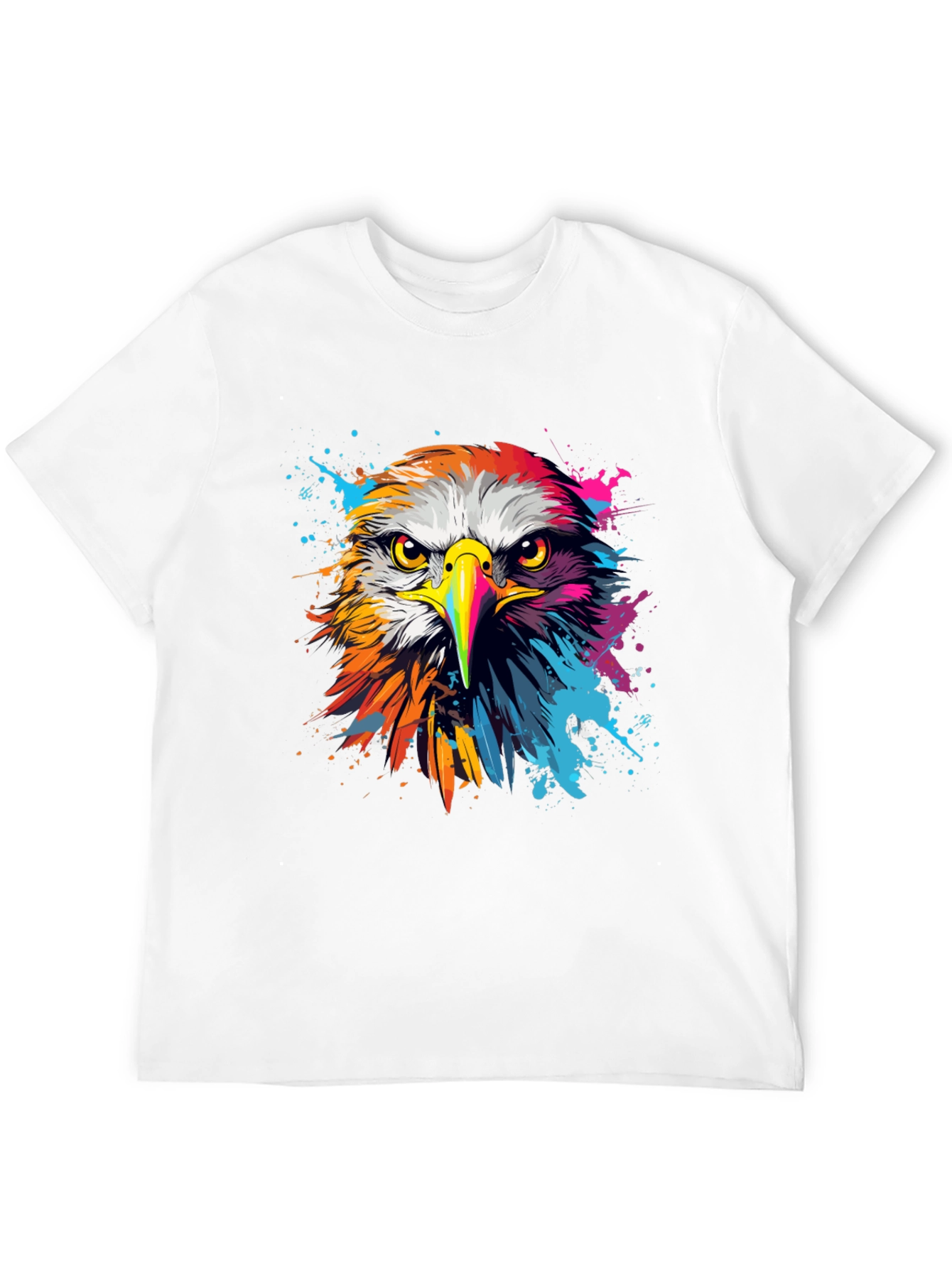 Black Vibrant Eagle Graphic Tee - Bold Black Cotton T-Shirt view 12