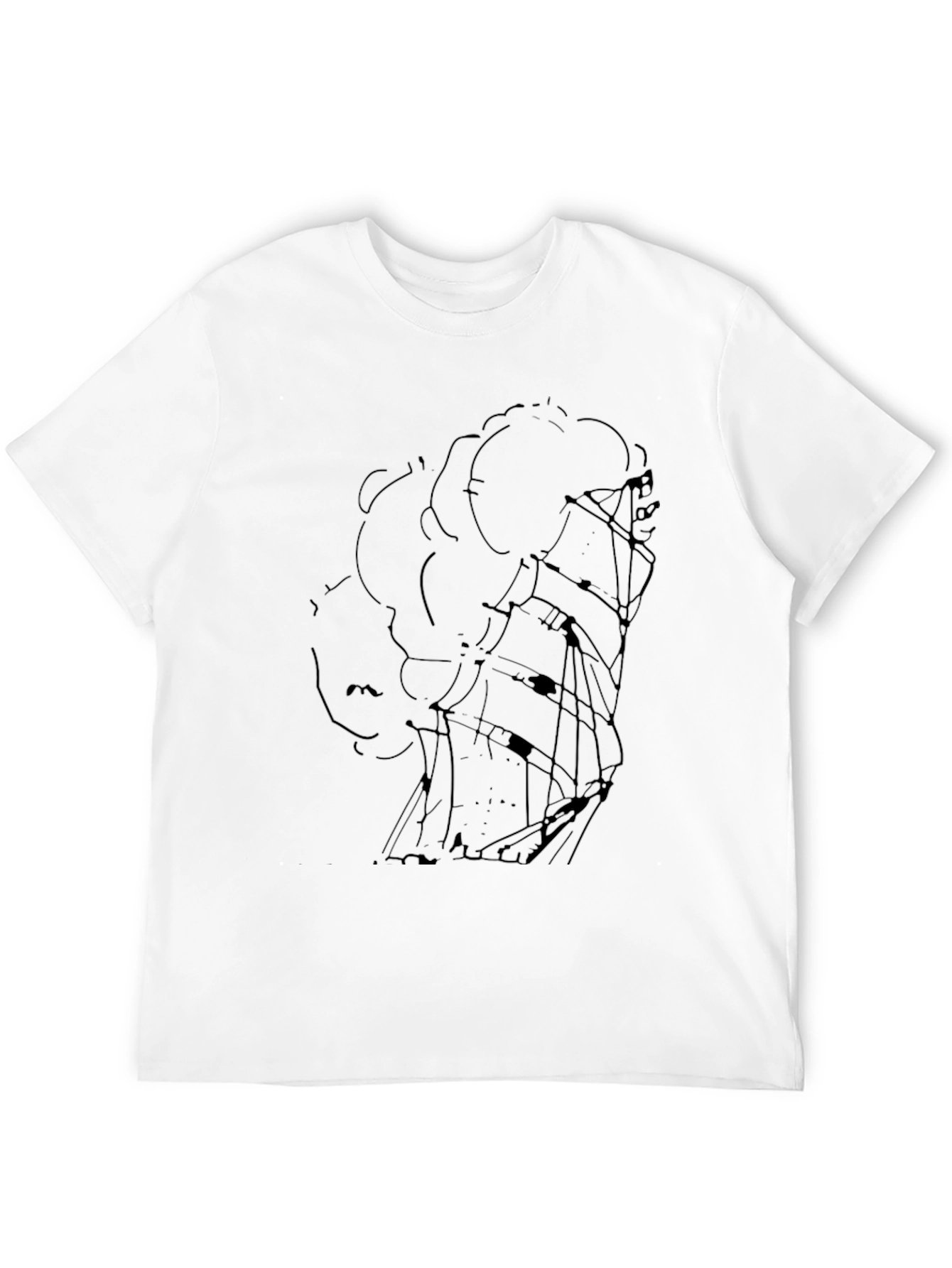 Black Men's Black Graphic Tee - Ship in Storm Design view 12