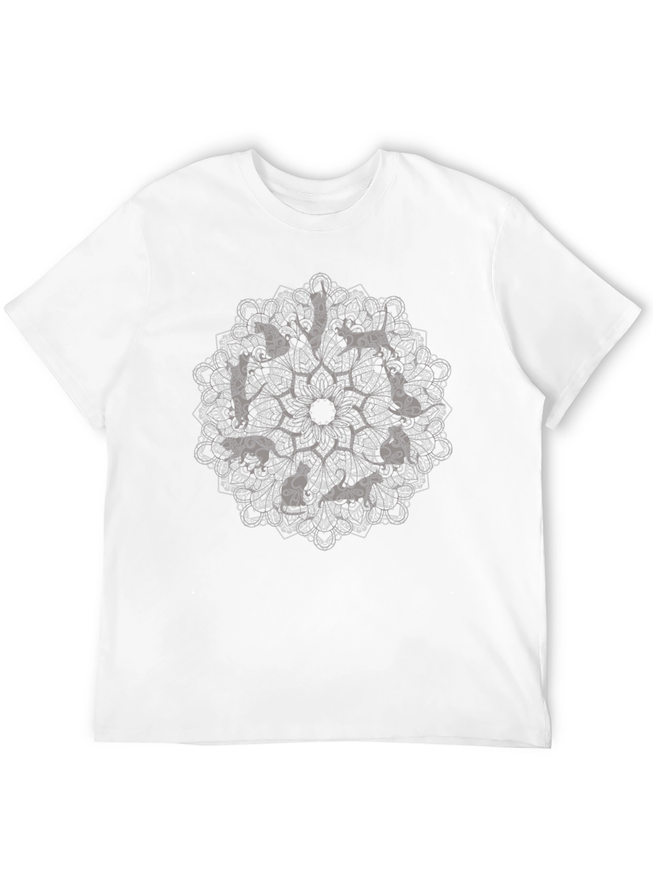 Black Cat Mandala Graphic Print T-Shirt view 12