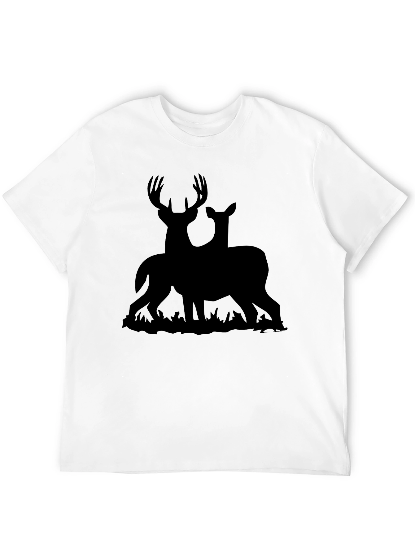 Black Deer Silhouette Graphic Tee - Black Cotton Blend view 12