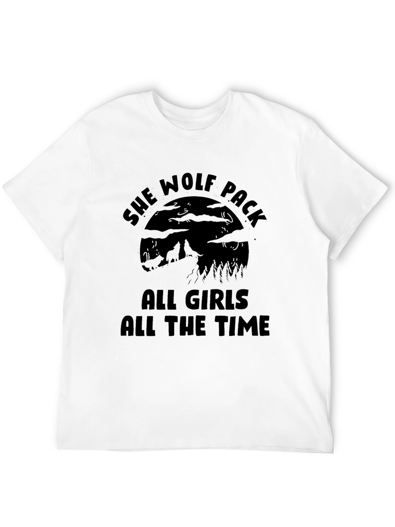 Black She Wolf Pack All Girls T-Shirt view 12