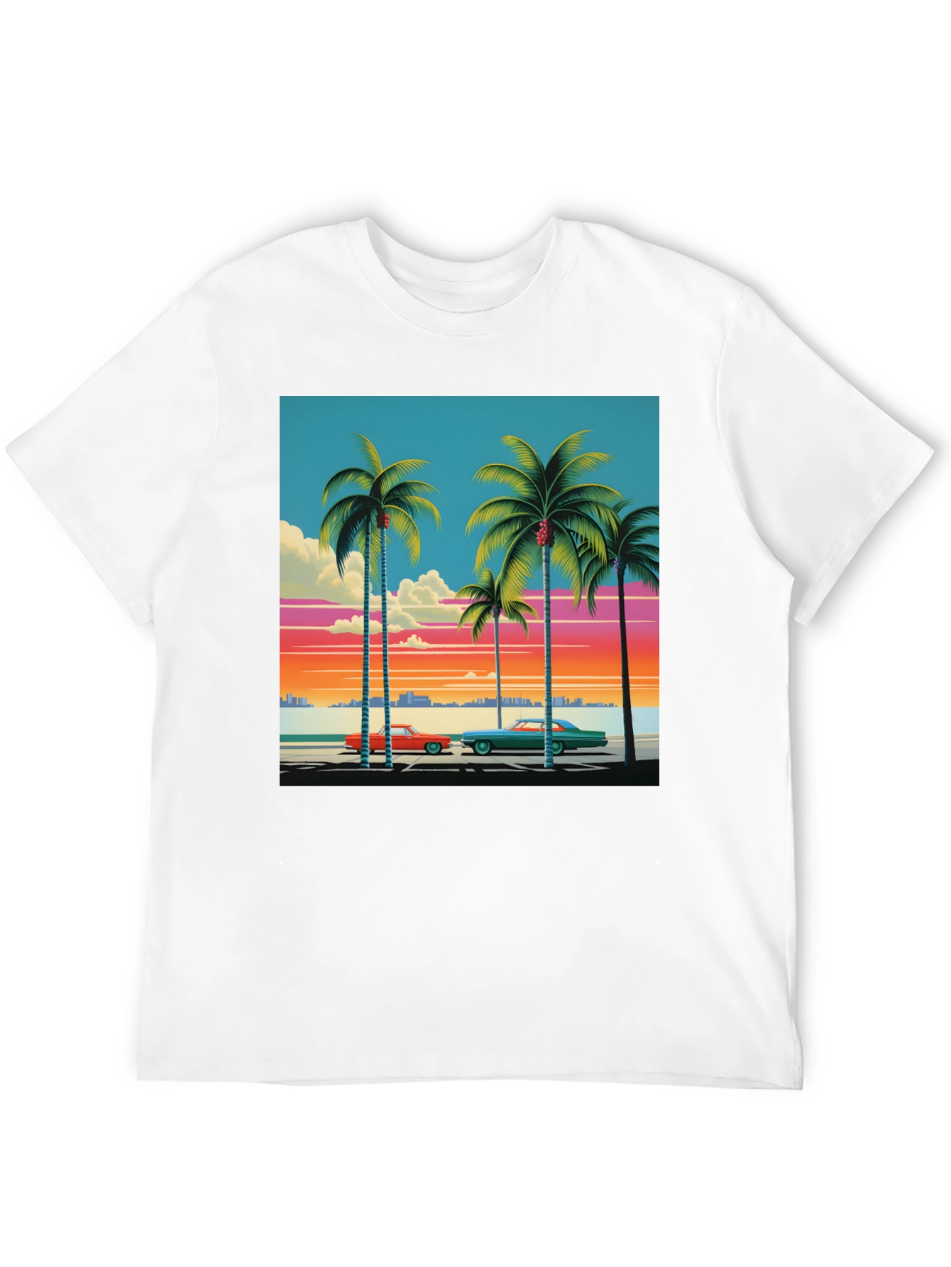 Black Retro Miami Beach Palm Tree T-Shirt view 12