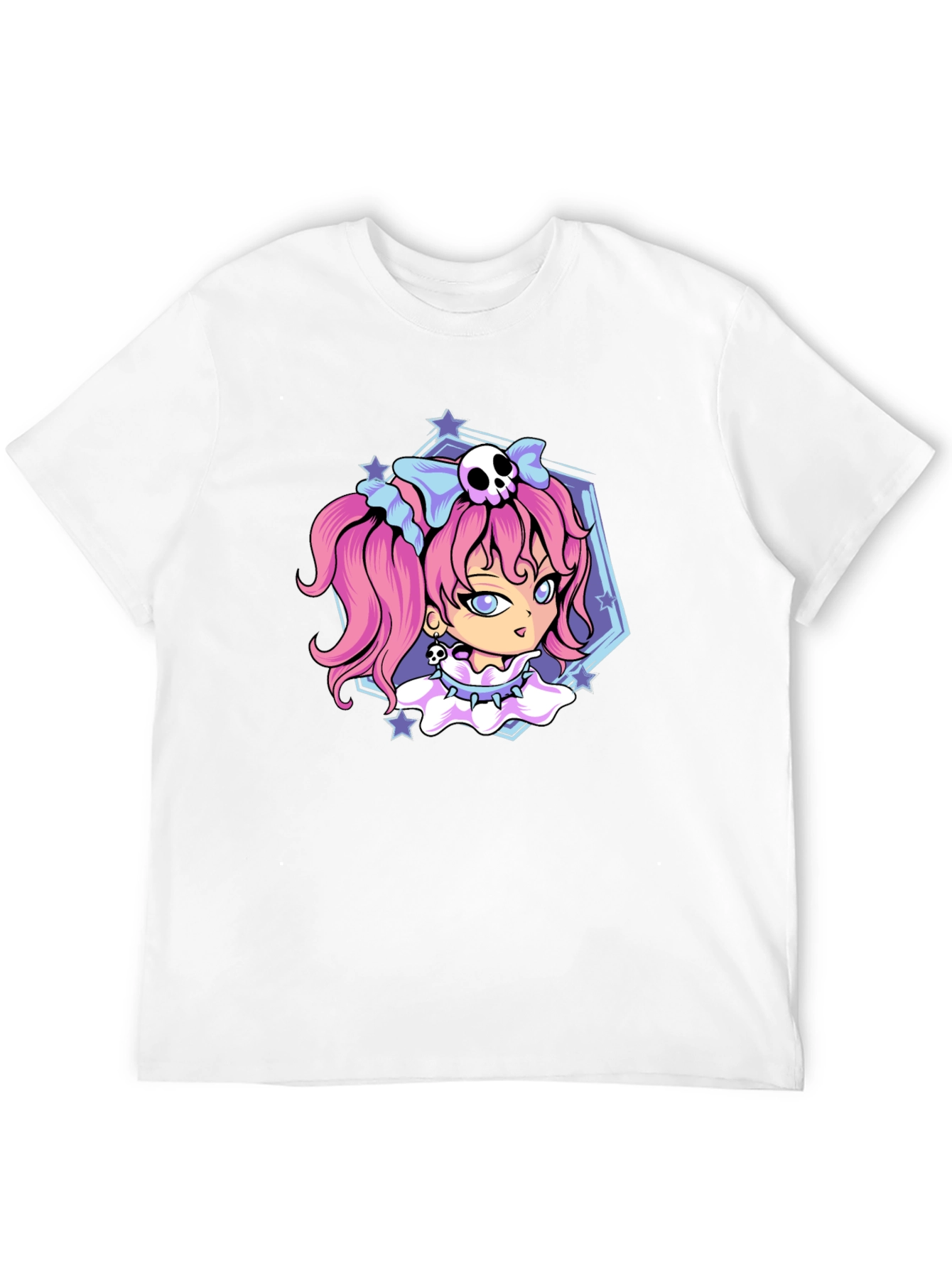 Black Gothic Anime Girl Black T-Shirt view 12