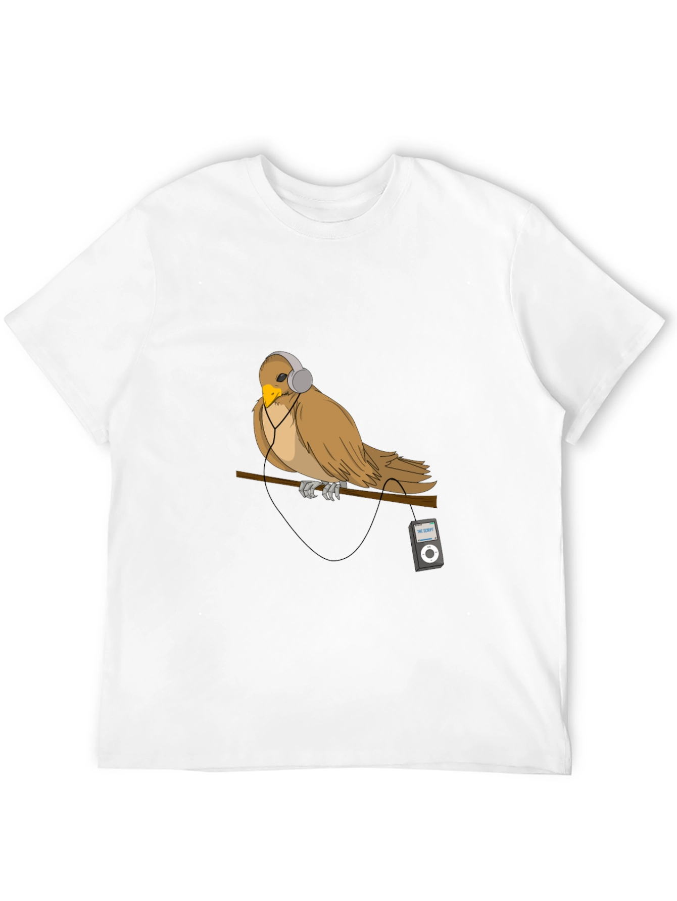 Black Bird with Headphones Graphic T-Shirt view 12