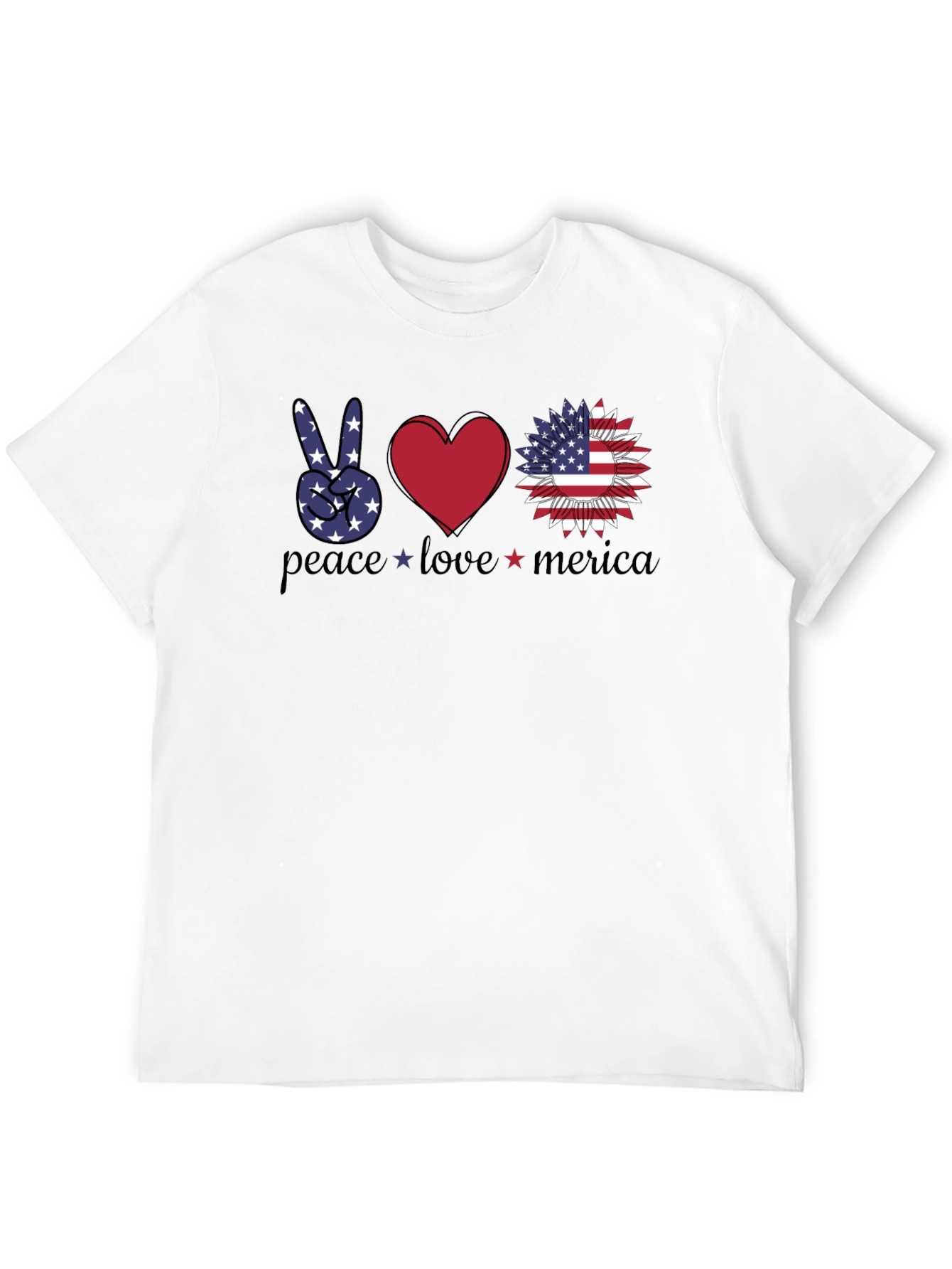 Black Patriotic Peace Love America T-Shirt view 12