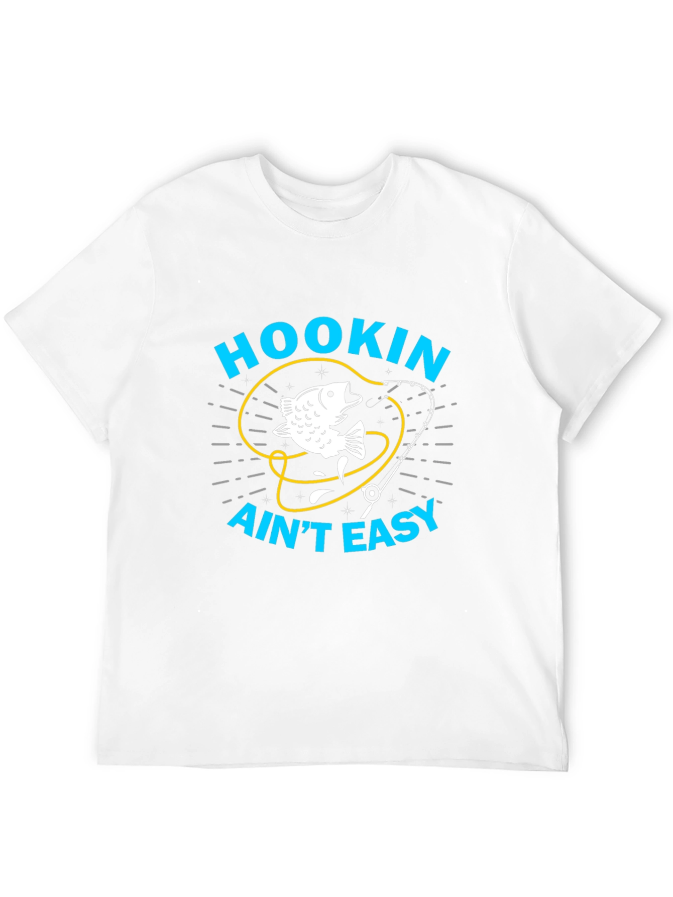 Hookin' Ain't Easy T-Shirt - Fishing Graphic Tee - 12