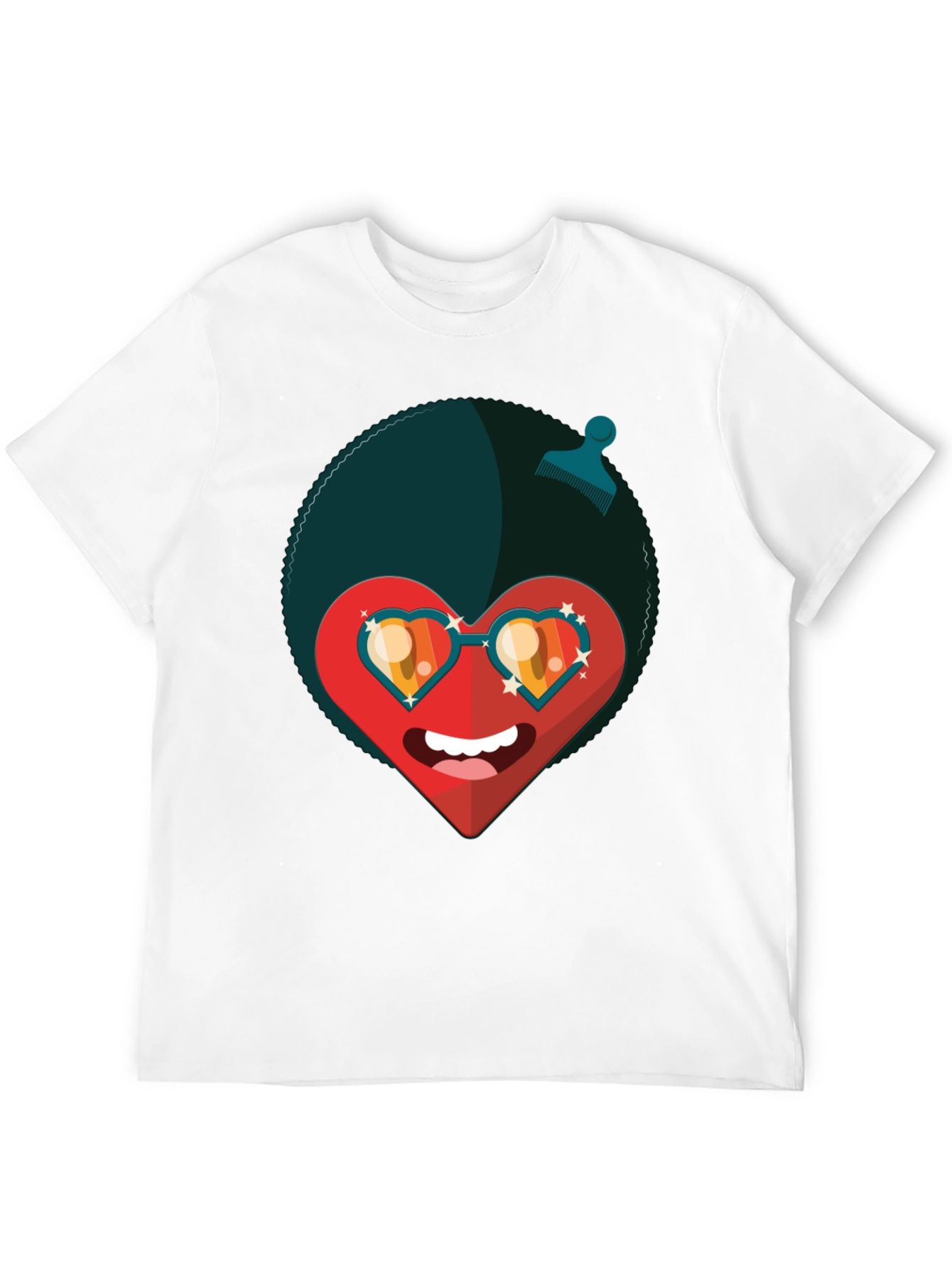 Black Funky Heart Afro T-Shirt - Black Graphic Tee view 12