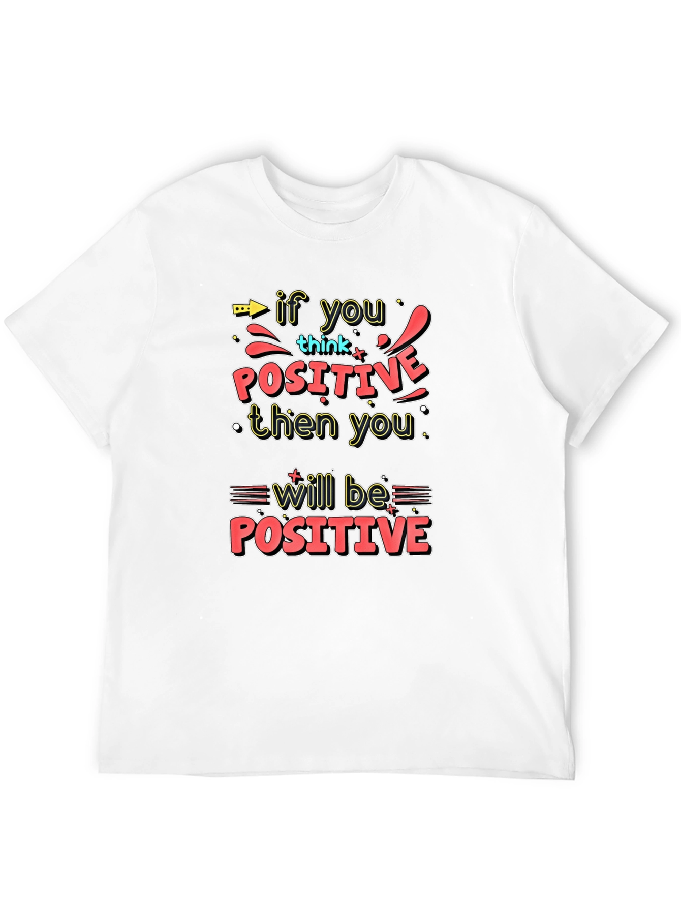 Black Motivational Graphic Tee - Think Positive! view 12