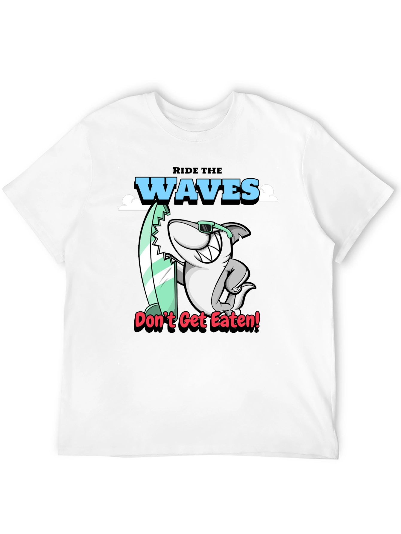 Black Ride the Waves Shark Graphic T-Shirt view 12