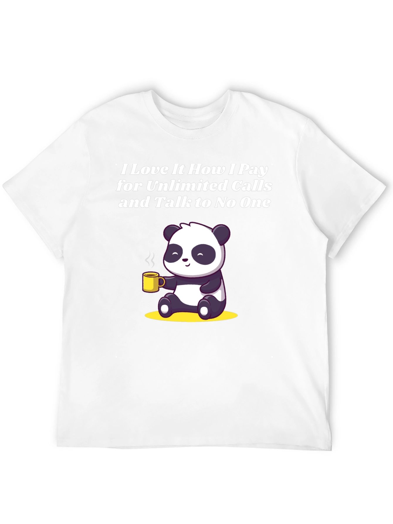 Black Funny Panda Unlimited Calls Graphic T-Shirt view 12